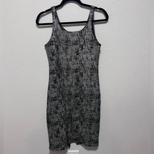 Love Culture Metallic Silver Black Bodycon Dress Size Medium